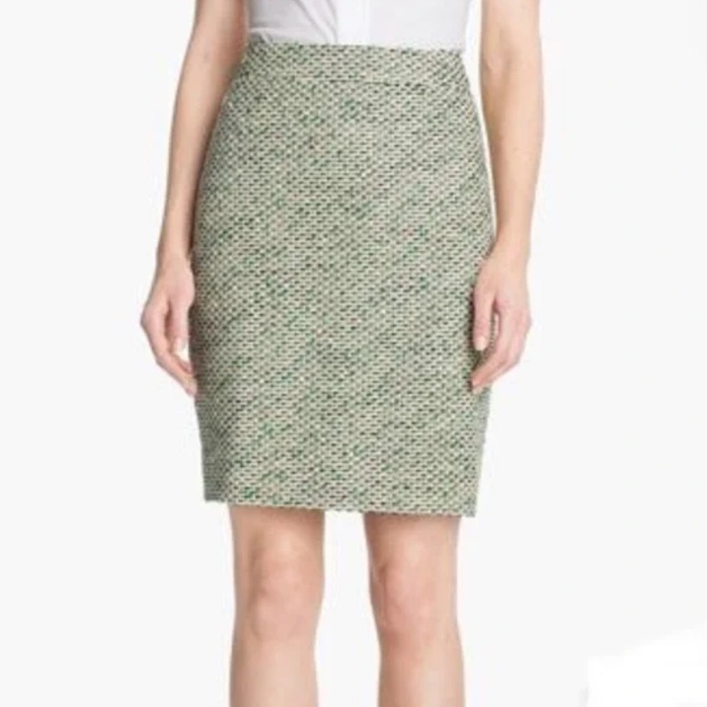 Kate Spade Green and Cream Tweed Pencil Skirt - Women’s 10